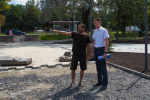В Курске продолжаются работы по благоустройству сквера на улице Гагарина
